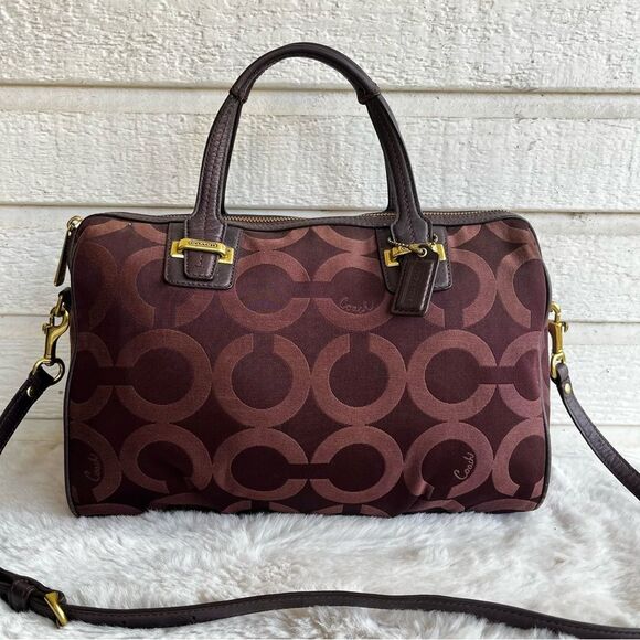 COACH burgundy Maroon Op Art Taylor Park Madison Ashley Satchel Tote
